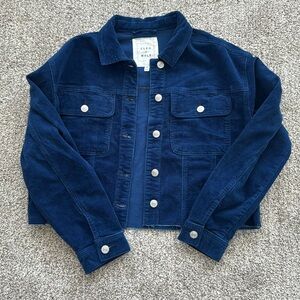 Cleo + Wolf Women's Cropped Corduroy Jacket sz M Western Country Wear Navy Blue